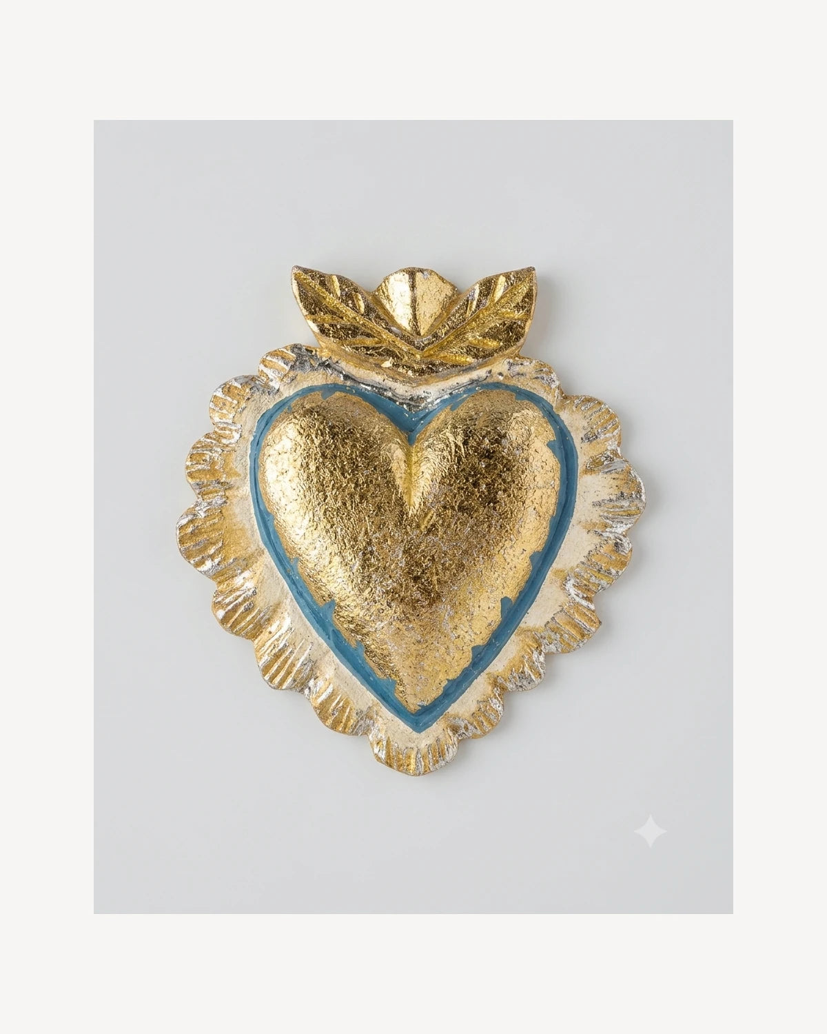Corazón dorado con borde azul