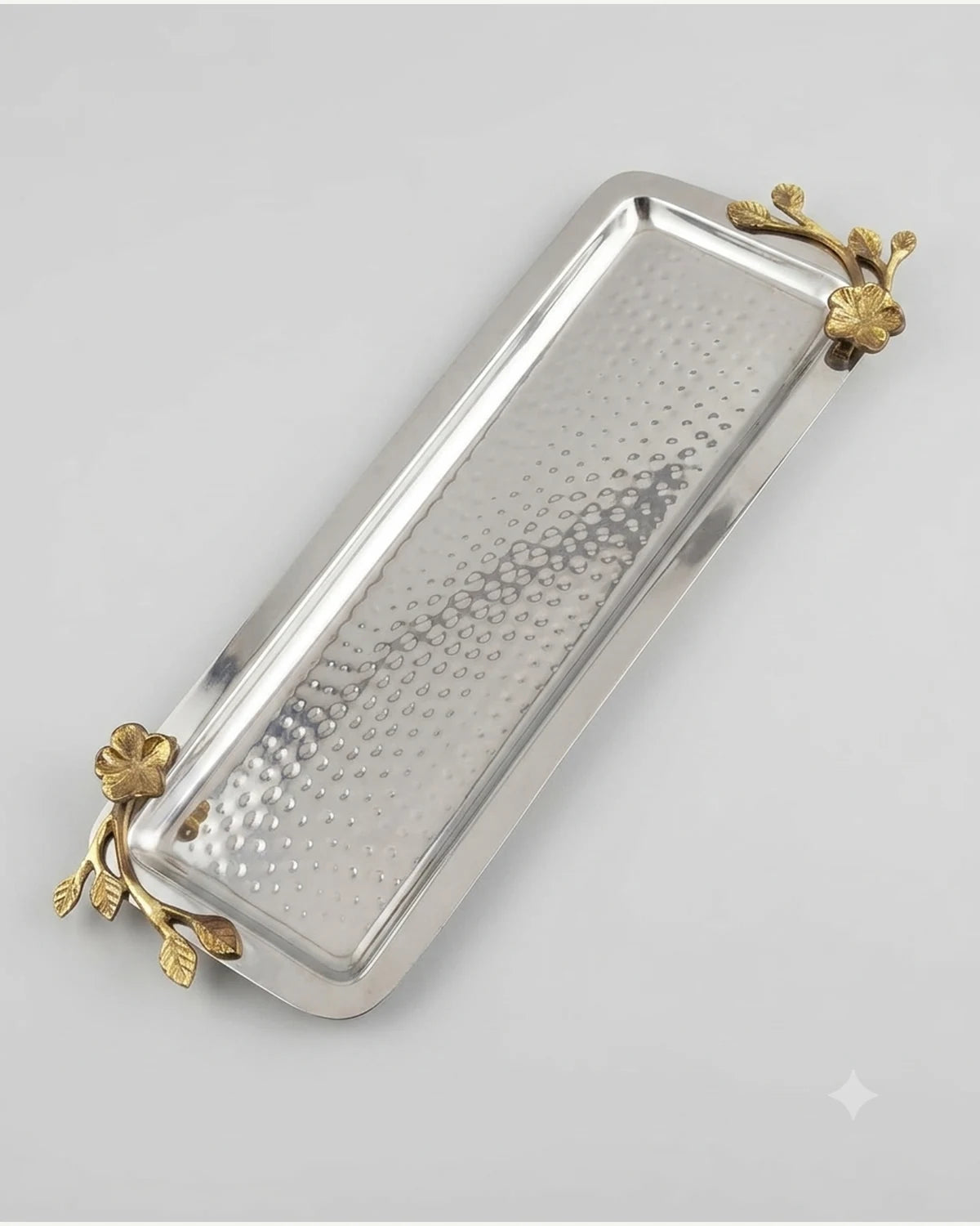 Bandeja rectangular en acero inoxidable con bronce