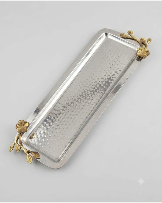 Bandeja rectangular en acero inoxidable con bronce