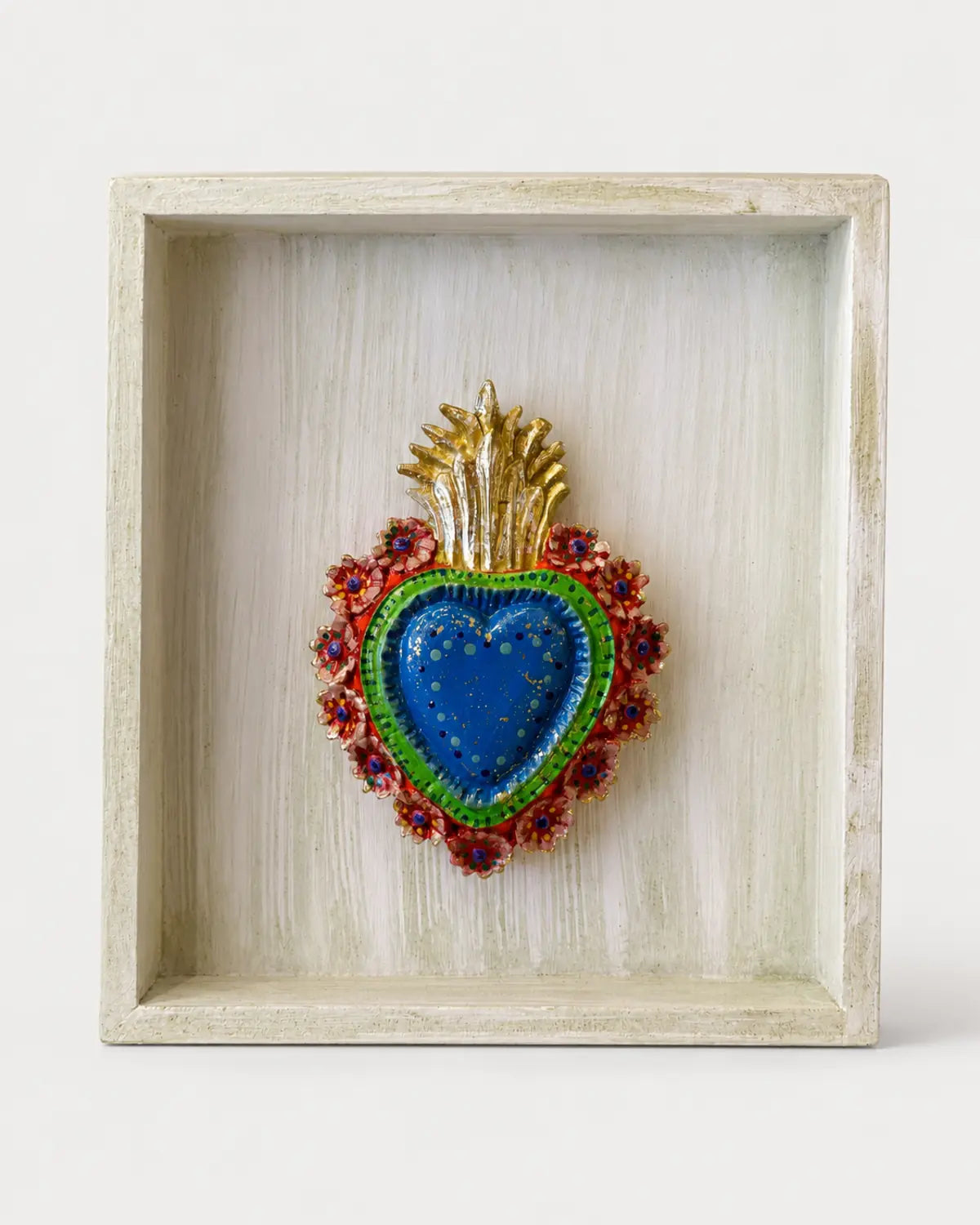 Cuadro decorativo con corazón azul floral