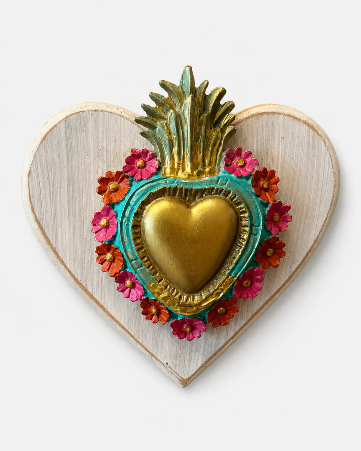 Corazón decorativo dorado y turquesa