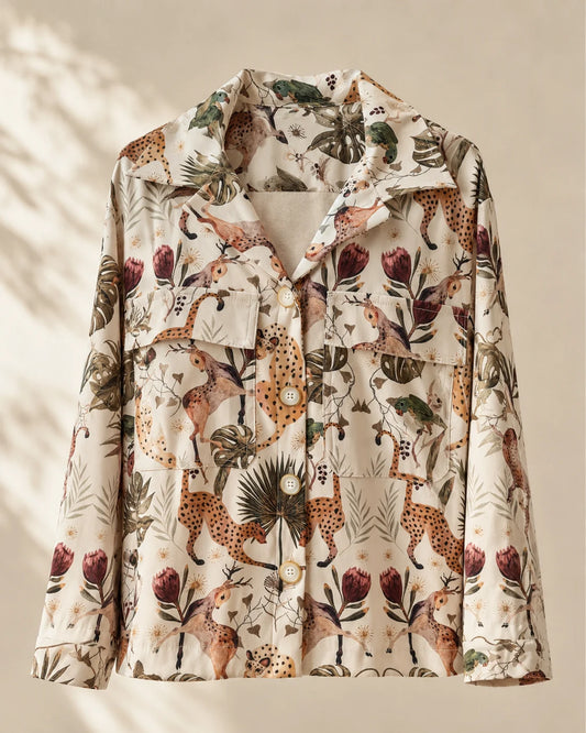 Camisa estampada safari botánica